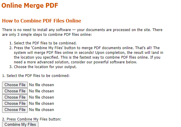 Cool Utils PDF Merger Homepage