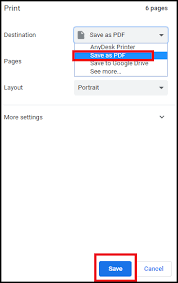 Select Save as PDF Option